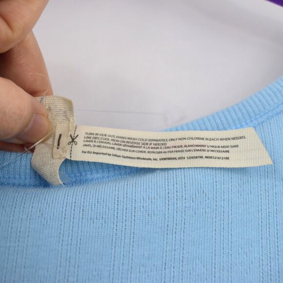 Free People Weekend Vibe Pajama Top Long Sleeve Button Neck Chambray Size Small - Picture 6 of 9